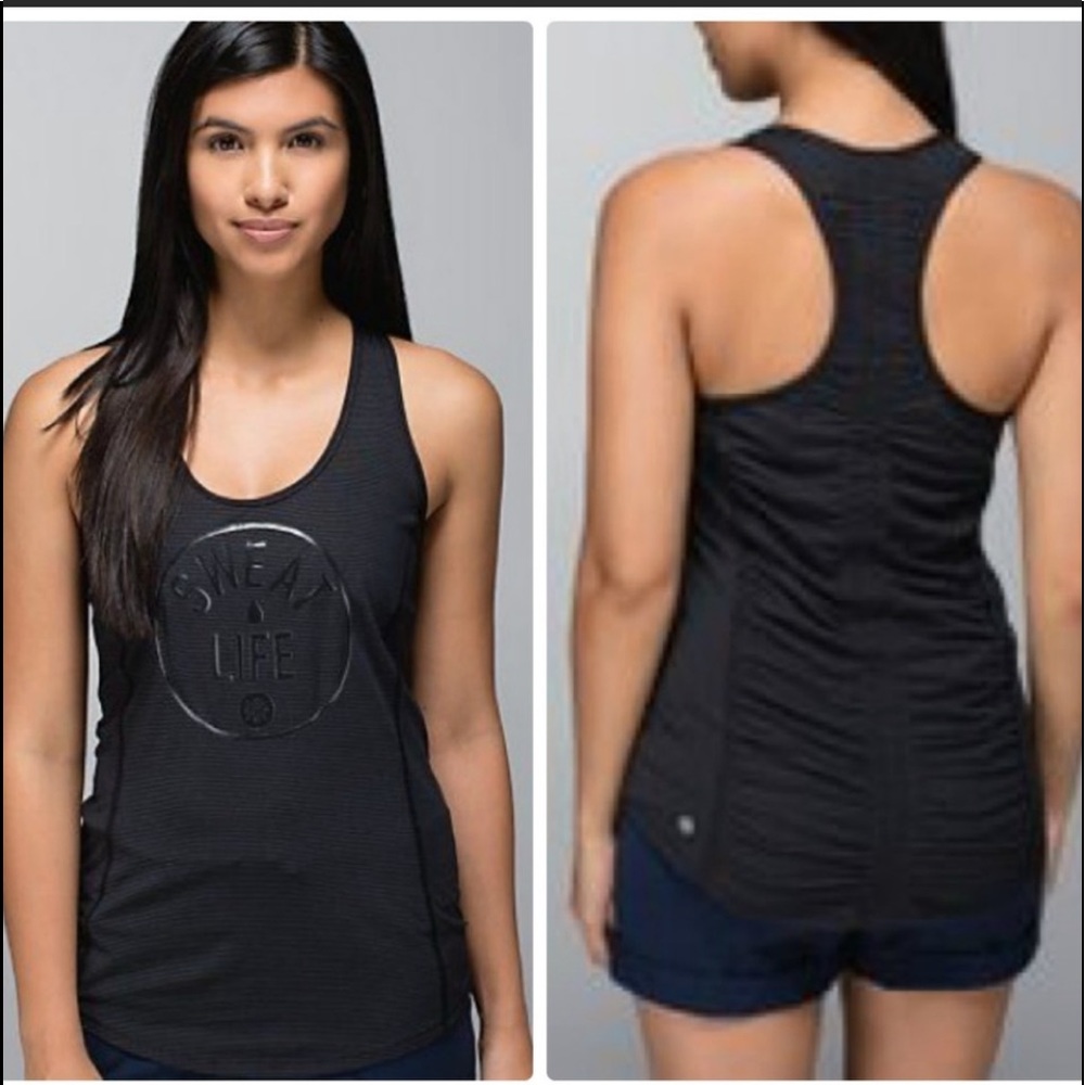 RARE lululemon SWEAT LIFE Runner Up racerback ruched tank singlet size 8